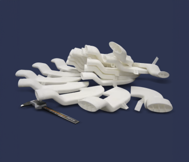 A range of white 3D Printed parts