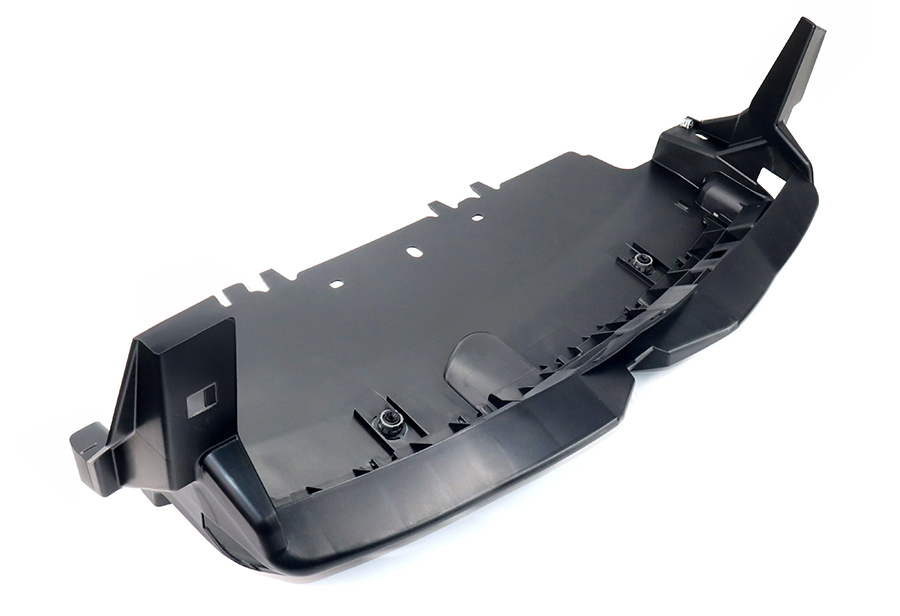 Black plastic part with clips for vehicle